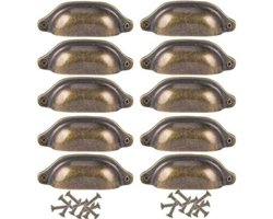 10 stuks - Ladegrepen - retro metalen ladegrepen - voor keukenkastdeuren met antieke messing meubelknoppen - 81 × 35 mm - brons