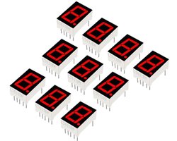 10 stuks led-display, digitale buis, led-segmentweergave, gemeenschappelijke anode, 1 bit, 7 knutselen, ideaal voor apparaten, instrumenten, auto-accessoires, rood (10 pins)
