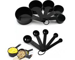 10 stuks Maatlepels - Maatlepel set - Maatlepel Set van 10 Maatschepjes - Maatbeker set - Meetlepels - Kunststof - bakbenodigdheden - keukengereedschap - Zwart
