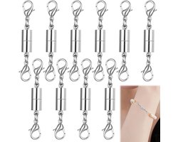 10 Stuks Magnetische Sieradensluitingen, Zilveren Gespen voor Kettingen, Armbanden, Enkelbanden met Karabijnhaak, Eenvoudige Magnetische Sluiting voor DIY Sieraden Maken