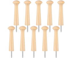 10 stuks massief houten haken -houten spiraalhaken -houten schudrek - houten kledinghaken - geschikt voor het ophangen van jassen, overjassen, hoeden, sleutels, handdoeken - houtkleur