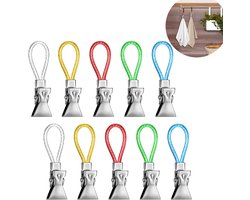 10 stuks metalen clips - theedoekclips - metalen hangende handdoekenclips - veelkleurige keukenhanddoekhangclips - voor thuis/ keuken/ badkamer/ kasten - Willekeurige kleur