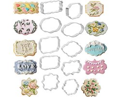 10 stuks metalen Uitsteekvormen - Vorm voor diverse vormen voor de feestdagen - Koekvormen - BakvormVorm voor fondantdecoratie - Vorm voor gebak - 5,8 x 4 cm - Geschikt voor verjaardagen, bruiloften, Kerstmis, bakken en decoratie - Zilver