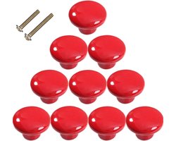10 stuks - Meubelknop - Kastknoppen - Ladeknoppen voor deurtjes - Kastknop - Ladeknop - Hand Grepen - Diameter 32 mm - Deurknopjes - rood - keramiek