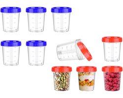 10 Stuks Mini Vershoudbakjes - Mini Sausdoosjes - 4 Oz 120 Ml - Saladedressing Containers - Kruidenpotjes - Geschikt Voor Het Bewaren Van Mosterd, Azijn, Olie, Hete Saus - Geschikt Voor Feesten, Barbecues, Picknicks - Blauw, Rood