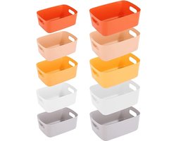 10 stuks opbergmanden, kunststof, kleurrijke kastorganizer, keuken, stapelbaar met handgrepen, manden, opbergen, keukenkast, organizer, box, mand, opslag, 2 maten, voor keuken en badkamer
