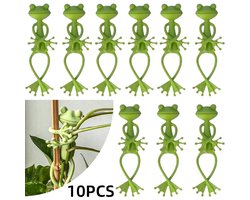 10 stuks-Plantenstandaard - plantenrek - kikkervormig - plantensteun - plantendecoratie - tuinaccessoires - geschikt voor het ondersteunen en decoreren van planten - groen - 15*8*1,2 cm