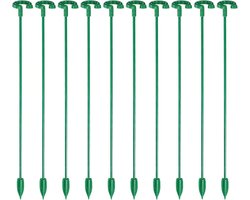 10 Stuks - Plantensteun - Planten Ondersteuning - Tuinplantensteun - Plantenrekken voor Buiten - Plantenrekken Klimplant - 58 cm x 3 mm - Groen