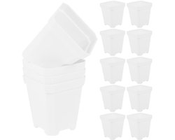10 stuks plastic zaailingpotten en kleine bloempotten - Plastic bloempotten - Zaailingpotten - Kleine plantenpotten - Geschikt voor het planten, kweken van zaailingen, vetplanten en andere kleine planten - wit