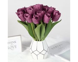 10 stuks Prachtige kunst tulp-Realistische Uitstraling - Duurzaam en Onderhoudsvriendelijk-paars