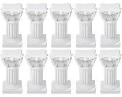 10 Stuks Romeinse Zuilen Beeldjes, Griekse Zuilen, Kaarsenhouders, Miniatuur Sculpturen, Decoratieve Zuilen voor Bruiloft en Feestelijke Taferelen, Wit