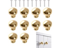 10 Stuks Rond Messing Kastknoppen voor Keuken, Badkamer en Dressoir - Vintage Gouden Handgrepen voor Lades en Deuren