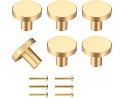 10 Stuks Ronde Kastknoppen 20x25mm met Bevestigingsschroeven - Messing Deurklinken voor Keukenkasten en Ladekasten
