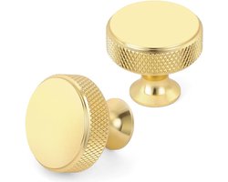 10 Stuks Ronde Kastknoppen in Goud, Messing Ladeknoppen voor Meubels, Aluminium Handgrepen en Schroeven voor Keuken, Kasten en Dressoirs (30.5 X 26.5mm)