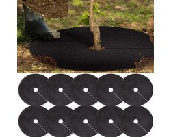 10 stuks ronde onweven stof mulchmatten voor jonge bomen en struiken, 15cm buitendiameter 2cm binnengat, waterdoorlatend onkruidwerend wortelbeschermingsmat, tuin en boomverzorging
