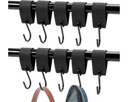 10 stuks S-haken van leer, multifunctionele S-haken, ophanghaak van leer, multifunctionele haken voor keuken, badkamer, slaapkamer en kantoor
