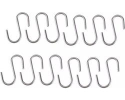 10 Stuks - S Vormige Ophanghaken - Metalen S haken - Vleeshaken - Ophanghaak - S-vormige Haken - RVS - Kledinghaak - Kledinghangers - Kledinghaken - Muurhaak - Kapstokhaak