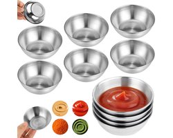 10 stuks - Sauskommen - Sauskommen van roestvrij staal - Mengkommen van roestvrij staal - sauskommetje gietkannetje - Snack- en sauskommen - Compacte minikommen - Minisauskommen - Geschikt voor snacks, tapas, dips en desserts