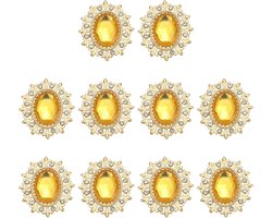 10 stuks strass knopen met platte achterkant, metalen voet en spiegel edelstenen voor knutselen, kleding, schoenen en accessoires, geel