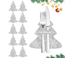 10 stuks Tafeldecoratie voor Kerstmis - Bestekzakken en Bestekhouders