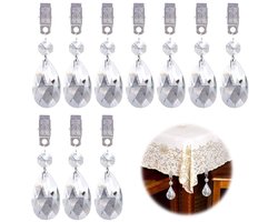 10 stuks Tafelkleed gewichtjes voor buiten - tafelkleedgewichtjes - Tafelkleedhangers verzwaard - Metalen Clip AB Kristalglas Teardrop Prisma Hanger - Tafelkleed Gewichten voor Picknicktafels - Tafelkleed Gewichten Zwaar Buiten