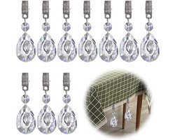 10 Stuks Tafelklemmen met Crystal AB Metaalclip in Waterdruppelvorm voor Picknicktafels, Zware Gewichten voor Buitengebruik