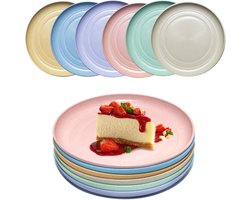 10 stuks tarwestro-dessertborden, magnetronbestendig en duurzaam milieuvriendelijk servies, stapelbare, antislipborden voor thuis, in restaurants en op picknicks