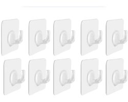 10 Stuks Transparante Zelfklevende Haken – Sterke Draagkracht – Multifunctionele Deur- en Muurhaken – Ideaal voor Keuken, Badkamer, Handdoeken, Sleutels en Meer – Geen Boren Nodig