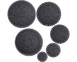 10 Stuks Vilt Basket Bodems in 5 Maten, Grijze Haakmand Basis voor DIY Opbergbakken en Garentassen, Perfect voor Weefprojecten en Thuisopslag