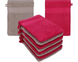 10 stuks washandjes handdoeken set katoen 16x21 cm Cranberry/Steen