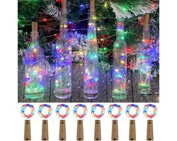 10 stuks wijnfleslampjes met kurk, 10 LED's, 1 m draad, kurkfleslampjes, mini-lichtsnoer, voor zelfgemaakte potten, Halloween, Kerstmis, feesten, bruiloften (veelkleurig) - sfeerverlichting voor eettafeldecoratie als cadeau