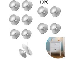10-Stuks Zelfklevende kastknoppen - Ladeknop -Handgreep -Kastknoppen -Deurbeslag -Meubelknop -makkelijk te plakken -Geen boren nodig - Zelfklevende ladeknoppen - Geschikt voor ramen, kledingkasten, laden, kaptafel - Zilver