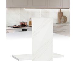 10 Stuks Zelfklevende Marmerlook PVC Wandpanelen voor Stijlvolle Wanddecoratie - wit