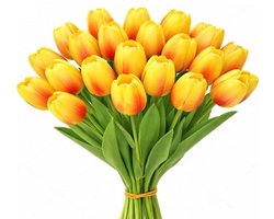 10 Stuks Zonsondergang Rood Kunst Tulpen - Real Touch PU Nepbloemen - Voorjaar & Pasen Decoratie Boeket voor Woonkamer en Eettafel
