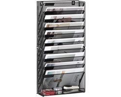 10 Tier Mesh Muur File Organizer A4 Papier Opslag Wandmontage Document Houder Stationaire Organisator Bureau Nette Leveringen in Lade voor Kantoor Thuis School, Zwart