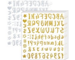 10 vellen glitterletterstickers zelfklevende gouden en zilveren letterstickers plakletters - voor postbussen, borden, adresnummer, doe-het-zelf scrapbooking (stijl 1)
