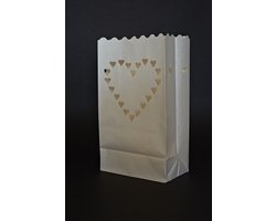 10 x Candle bag Groot Hart, windlicht, papieren kaars houder, lichtzak, candlebag, candlebags, sfeerlicht, bedrukt, logo, foto. No22