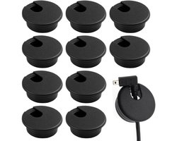 10 x Kabeldoorvoer bureau - kabelgoot bureau- kabeldoorvoeren-voor meubels、 bureau、 vergadertafel - Zwart- 35MM