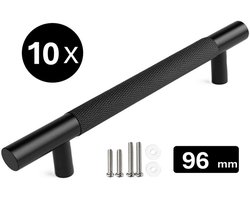 10 X MSQDESIGN Handgrepen zwart - Handgreep zwart 96mm - Meubelgrepen voor keuken , kast en Deurjes - Keukengreep zwart - Kastgrepen - Handgrepen keukenkastjes - Moderne Meubelgreep - zwarte handvaten keuken , Deurjes - ladegreep - incl schroeven
