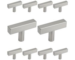 10 X MSQDESIGN - Kastknop RVS zilver T - Kastknop RVS kleur - Deurknoppen zilver voor kasten- T - Deurknopjes zilver - Kastknoppen zilver - handgreep zilver - meubelknoppen zilver - Deurknopjes zilver - Meubelbeslag zilver - deurknop zilver