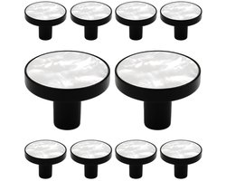 10 X MSQDESIGN - Kastknop Zwart Wit - Kastknoppen Zwart Wit - Wite Deurknopjes voor kast - Meubelknop Zwart - Deurknopjes Zwart Wit - Meubelknop Zwart - Meubelknoppen Zwart - Deurknopjes Zwart - Deurknoppen Zwart - Ladeknoppen voor deurtjes