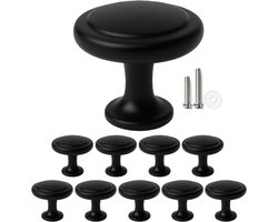 10 X MSQDESIGN Kastknoppen zwart (Metaal) - zwarte Deurknopjes - Meubelknoppen zwart voor keuken , kast en deurjes - Deurknopjes zwart - Handgreep - Moderne Meubelknop zwart - Deurknopjes zwart rond - Deurknoppen zwart - Ladeknoppen voor deurtjes