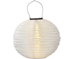 10 x Solar lampion rond warm wit 25 cm (zonne-energie) - buitenlampionnen voor in de tuin