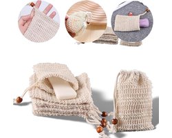 10 Zeepzakjes - Natuurlijke Zeepzakjes - Biologische Zeepzakjes - Biologische Vaste Zeepzakjes - Biologische Duurzame Zeepresten - Plasticvrij Zeepnet - Netzakken - Sisal - Verdikt Schuimnet - Geschikt voor Badzeep - Schuimzeep en Droge Zeep