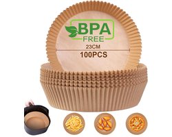 100 Airfryer bakvormen - Ronde bakvormen van 23 cm - Geschikt voor voedsel - BPA-vrij - Antiaanbak Airfryer pannen - Gemakkelijk schoon te maken - Geschikt voor Airfryers van 3-8 liter