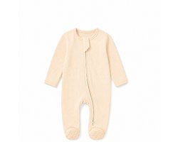 100% Biologisch Katoenen Boxpakje met Dubbele Rits - Crème - Maat 68 (3 tot 6 maanden) - Baby's Jongens/Meisjes - Milo & Mae