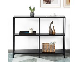 100 cm Metal Console Table met 3 Levels - Narrow Entrance Table - Modern Sofa Tafel voor Woonkamer en Slaapkamer - Zwart
