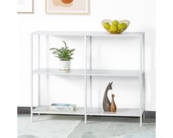 100 cm Metal Console Table met 3 Niveaus - Opbergrekken - Sofa Table - Smalle Console Table - Moderne Stijl - Geschikt voor Entree - Tafel - Woonkamer - Slaapkamer - Wit