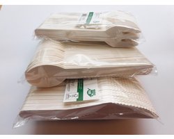 100% FAIR Bestek van Papier - 50 x mes + lepel + vork = totaal 150 stuks