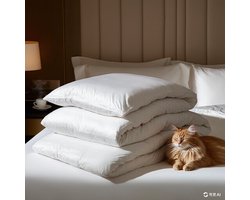 100% Katoen 4-Seizoenen Dekbed Set - 220x240cm - Anti Allergie - Ademend - Wasbaar - Zacht & Comfortabel - Wit